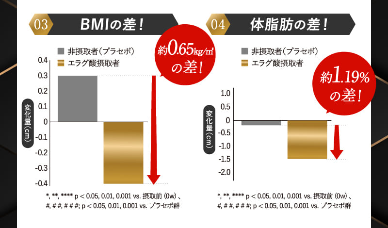 03 BMIの差! 04 体脂肪の差!